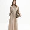 beige maxi jurk dames plooien
