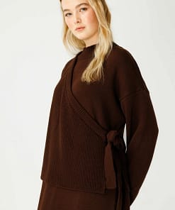 Anvelop Tricot Maxi Jurk Bruin – Modest Jurk Dames