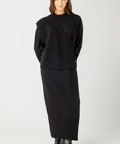 Anvelop Tricot Maxi Jurk Zwart – Elegante Modest Jurk