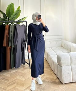Crêpe Jurk Blauw – Stijlvolle Modest Jurk
