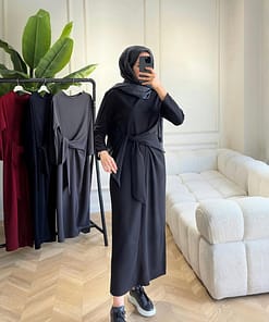 Crêpe Jurk Zwart – Modest Lange Jurk Dames