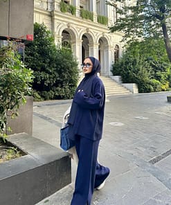 Basic Tricot Twinset Blauw – Elegante Modest Set Dames