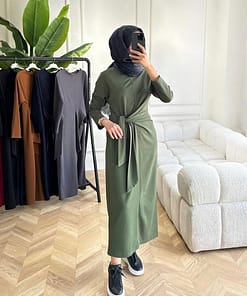Crêpe Jurk Groen – Elegante Modest Jurk Dames