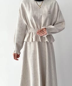 Tweed Co-ord Set Beige – Modest Dames Set