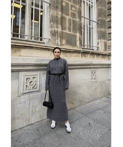 Gebreide Maxi Jurk Antraciet – Modest Lange Jurk