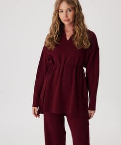 Polokraag Twin Set Bordeaux – Modest Twinset Dames