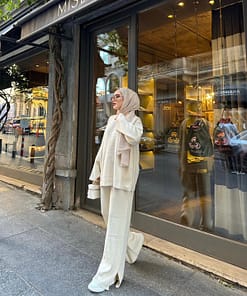 Basic Tricot Twinset Wit – Modest Dames Set