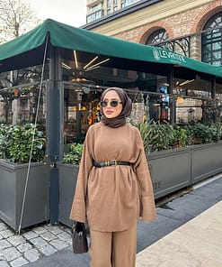 Basic Tricot Twinset Bruin – Comfortabele Modest Set
