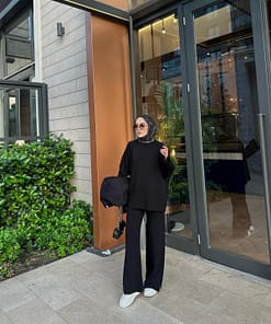 Basic Tricot Twinset Zwart – Modest Twinset Dames