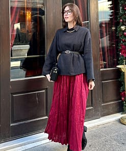 Gekreukelde Rok Bordeaux – Elegante Modest Rok