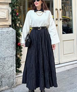 Gekreukelde Rok Zwart – Modest Lange Rok Dames