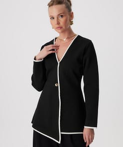 Asymmetrisch Vest Zwart – Elegante Modest Top Dames