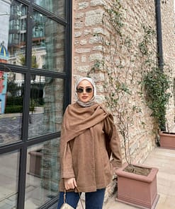 Vest Met Sjaal Bruin – Modest Vest Dames