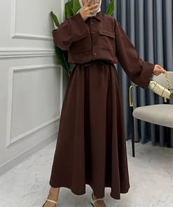 Twinset Met Rok Bruin – Modest Set met Rok Dames