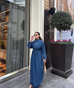 Denim Jurk met Knoopdetail – Modest Jurk Dames