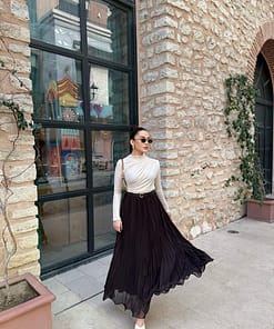 Asymmetrisch Chiffon Rok Bruin – Modest Lange Rok Dames