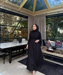 Geplooide Jurk Zwart – Elegante Modest Jurk Dames