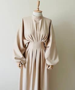 zandkleurige lange jurk dames