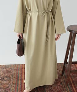 olijfgroene maxi jurk dames one size